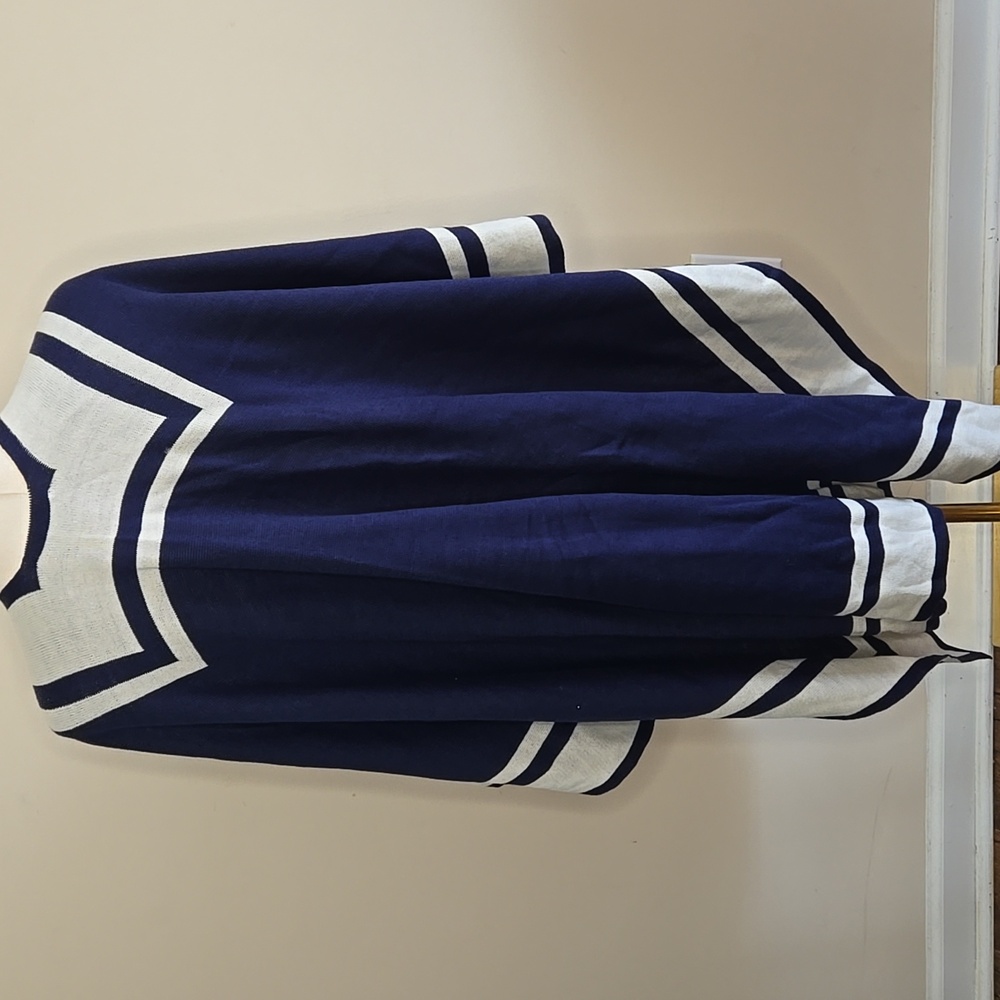 Ralph Lauren Navy White Wrap Sweater Nautical Preppy Coastal Classic One Size - Picture 4 of 5